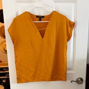 Women's Mustard V-Neck Blouse | Size XS